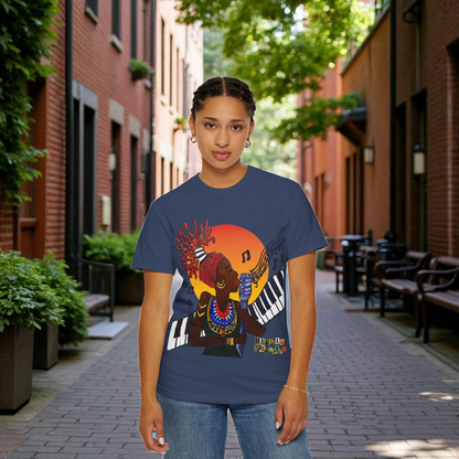 Afro Jazz Singer Graphic T-Shirt, Black History Music Tee, Unisex Garment-Dyed Shirt