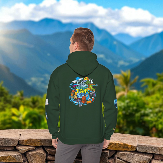 Vacation Theme Graphic Unisex Hoodie, Travel Enthusiast Sweatshirt