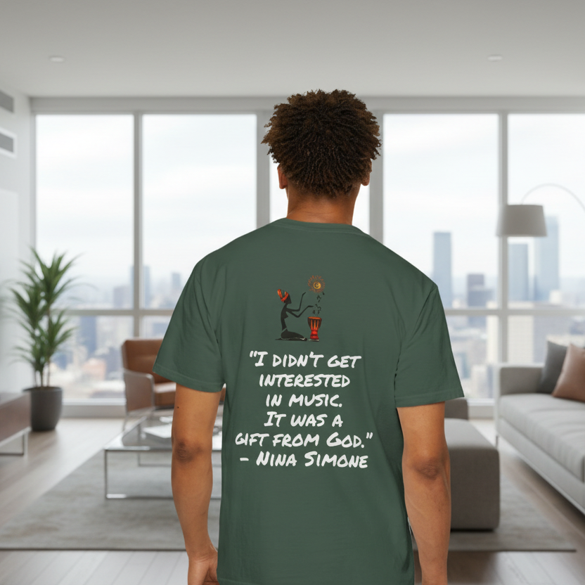 Afro Jazz Singer Graphic T-Shirt, Black History Music Tee, Unisex Garment-Dyed Shirt Printify