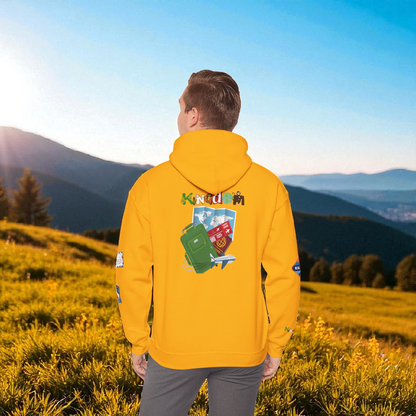 Travel Badge Graphic Hoodie, Wanderlust Sweatshirt, Vacation Inspired Pullover