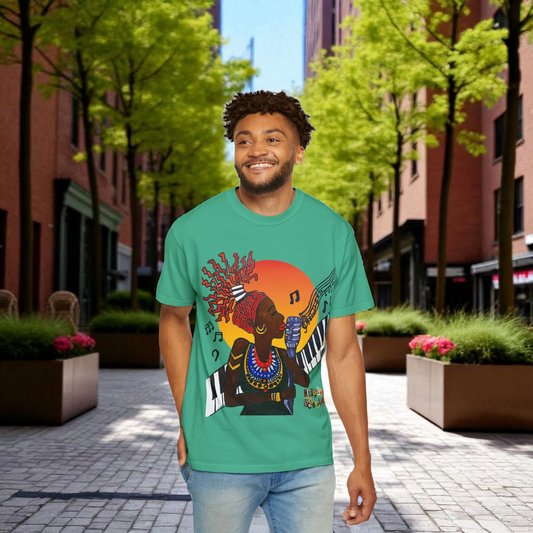 Afro Jazz Singer Graphic T-Shirt, Black History Music Tee, Unisex Garment-Dyed Shirt