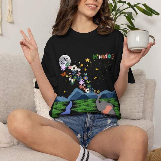 Night Sky Elephant Unisex T-shirt, Nature Graphic Floral Tee, Constellation Shirt
