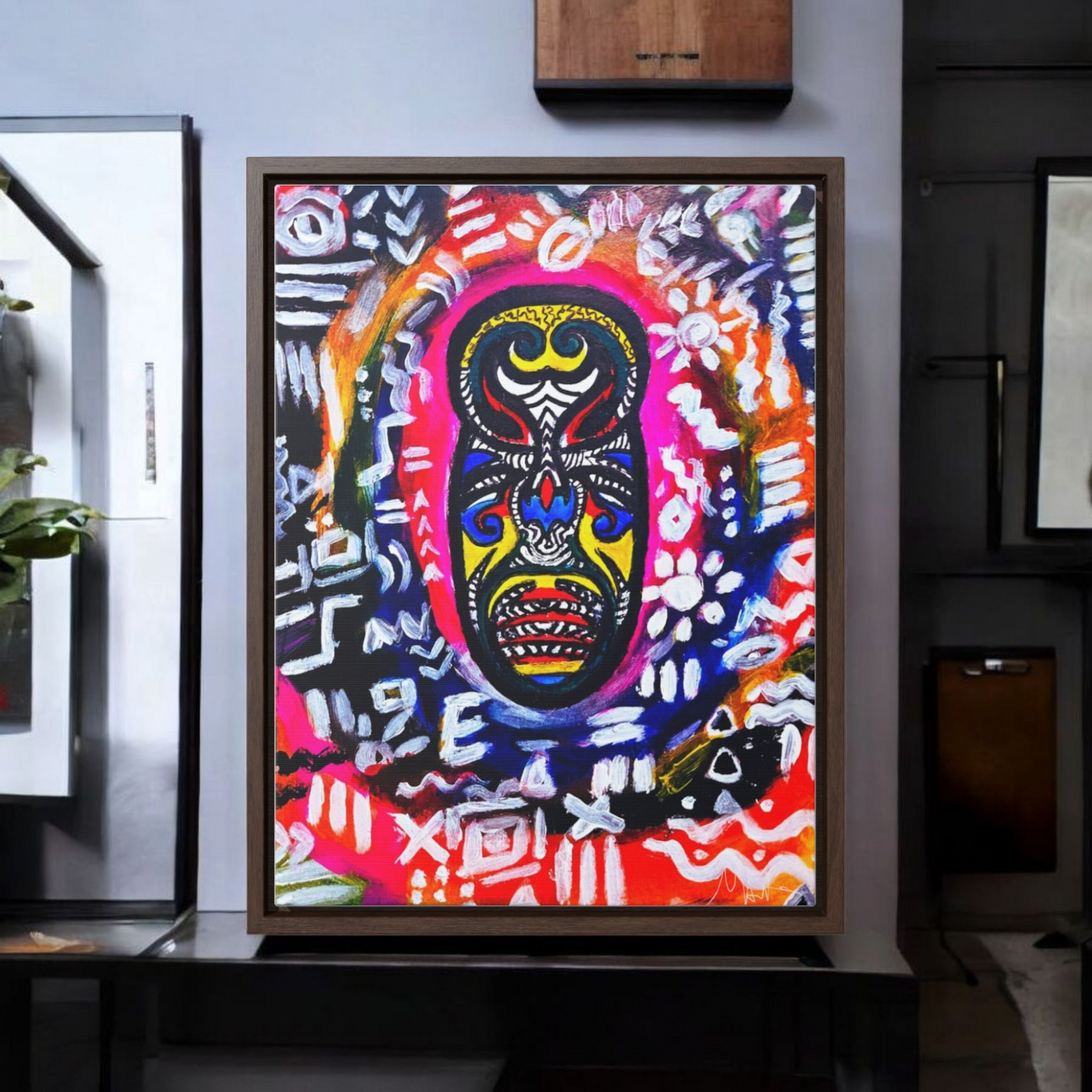 Beautiful Tribal Mask Canvas Art, Multiple Sizes Vertical Frame, Perfect Wall Decor