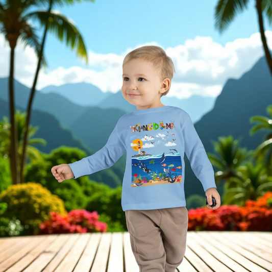 Orca Graphic Toddler Long Sleeve Tee for Kids, Whale Shirt, Children's Wildlife Top