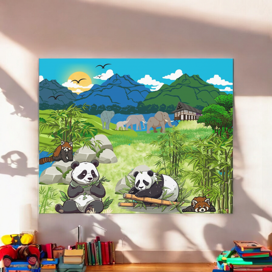 Panda Wall Art Canvas, Gallery Wraps, Panda Canvas Print, Home Decor