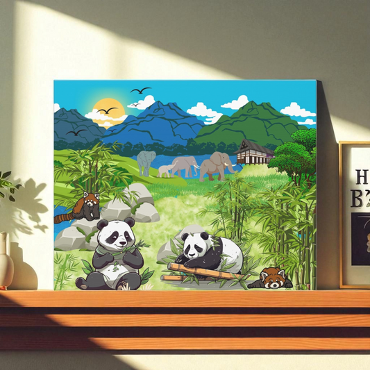 Panda Wall Art Canvas, Gallery Wraps, Panda Canvas Print, Home Decor