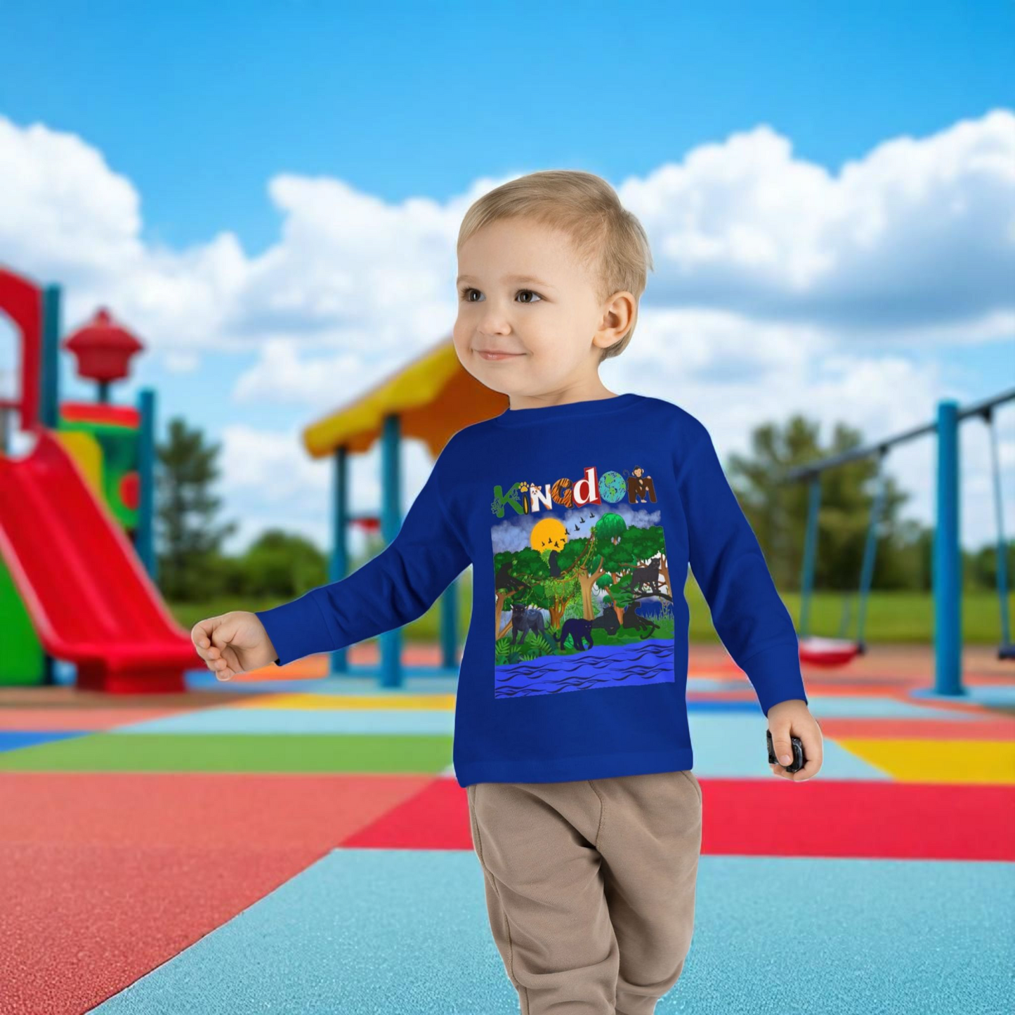 Panther Themed Toddler Tee, Wildlife Graphic Long Sleeve Shirt, Jungle Cat Children's Top