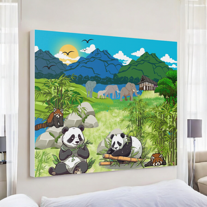 Panda Wall Art Canvas, Gallery Wraps, Panda Canvas Print, Home Decor