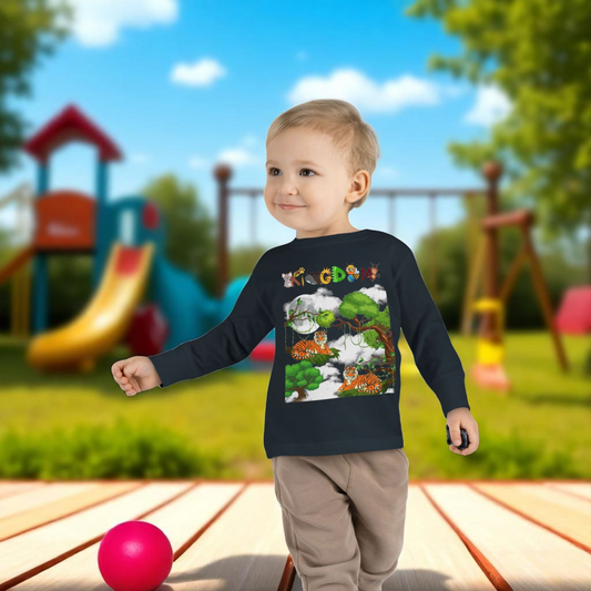 Toddler Long Sleeve Tee, Jungle Animals Nature Theme Tiger Graphic Art Shirt