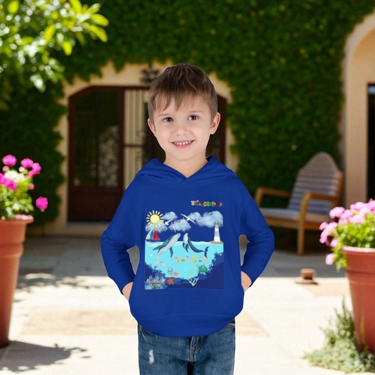 Whale Graphic Toddler Hoodie, Kids Marine Theme Sweatshirt, Ocean Animal Children's Hoodie
