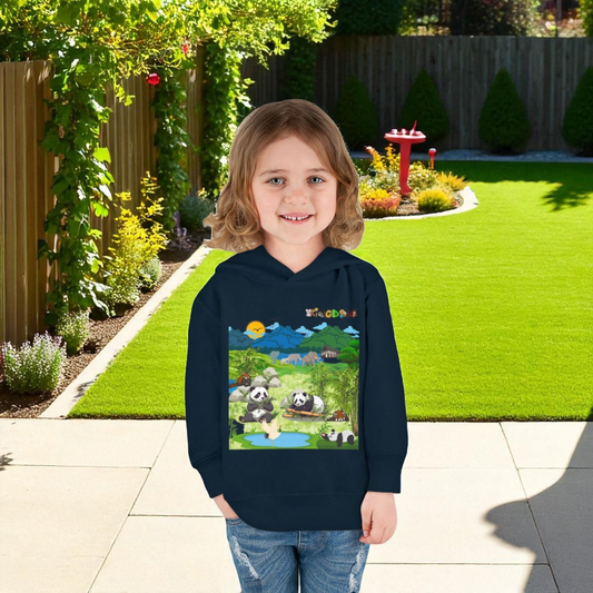 Graphic Panda Elephants Toddler Hoodie, Wildlife Theme, Kids Fleece Pullover