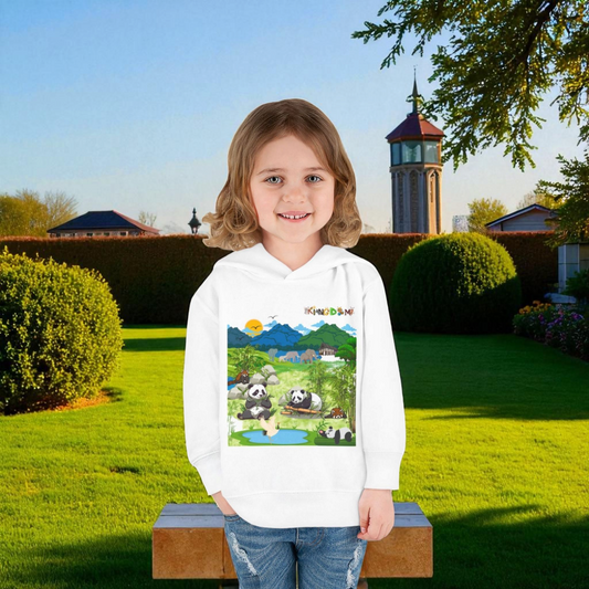 Graphic Panda Elephants Toddler Hoodie, Wildlife Theme, Kids Fleece Pullover