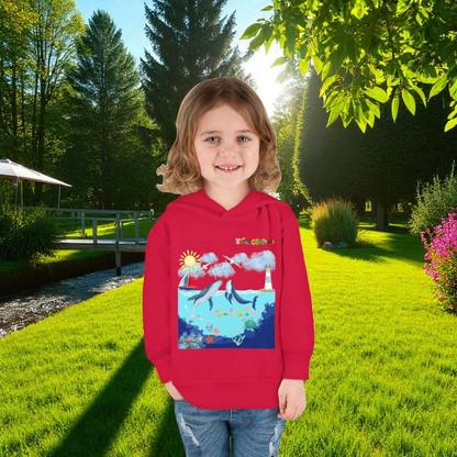 Whale Graphic Toddler Hoodie, Kids Marine Theme Sweatshirt, Ocean Animal Children's Hoodie