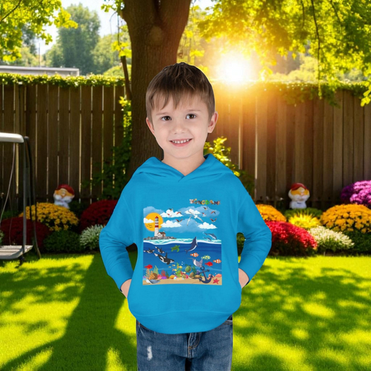 Ocean Friends Toddler Pullover Fleece Hoodie, Aquatic Theme Sweatshirt for Kids