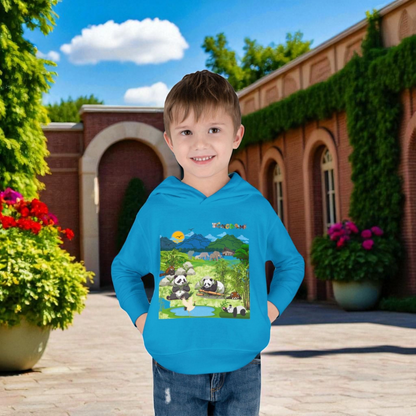Graphic Panda Elephants Toddler Hoodie, Wildlife Theme, Kids Fleece Pullover