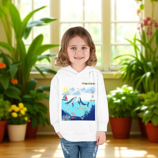 Whale Graphic Toddler Hoodie, Kids Marine Theme Sweatshirt, Ocean Animal Children's Hoodie