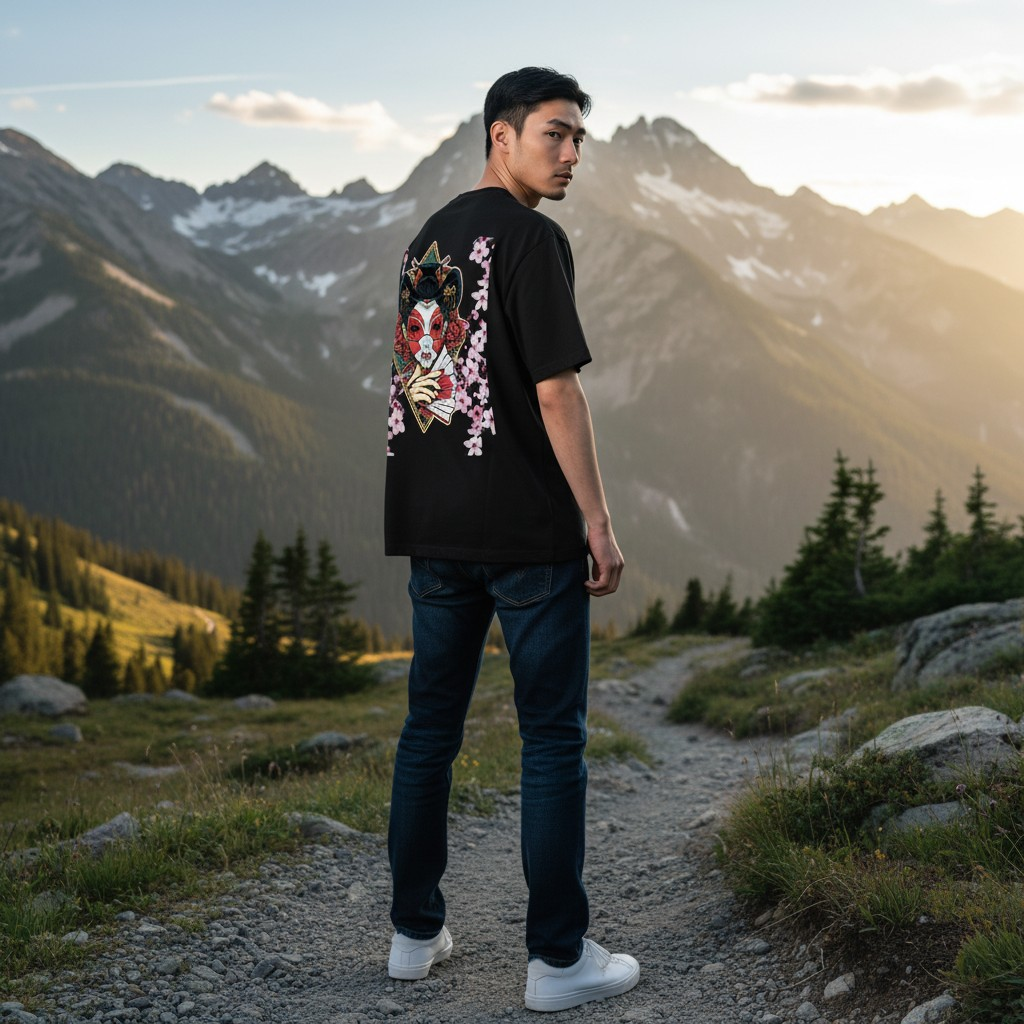Geisha Geometric Graphic Essential Cotton Unisex T-Shirt