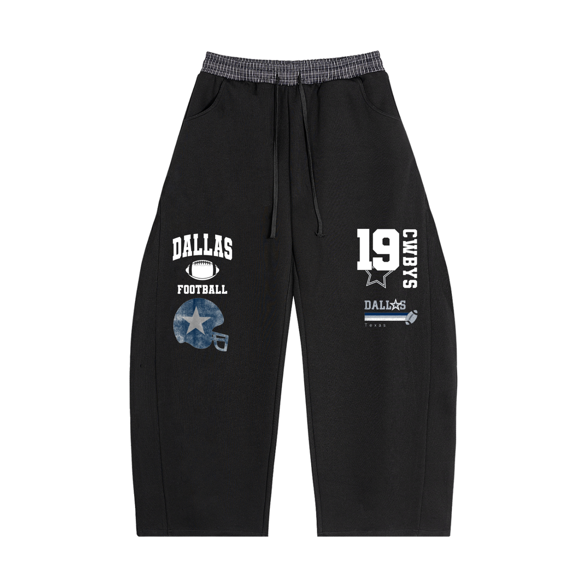 Dallas Cowboys Inspired Plaid Waistband Barrel Unisex Sweatpants
