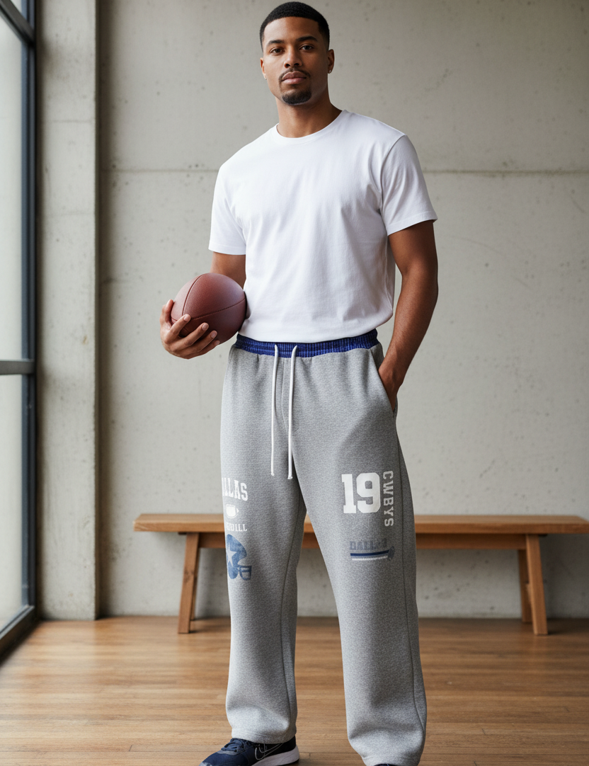 Dallas Cowboys Inspired Plaid Waistband Barrel Unisex Sweatpants