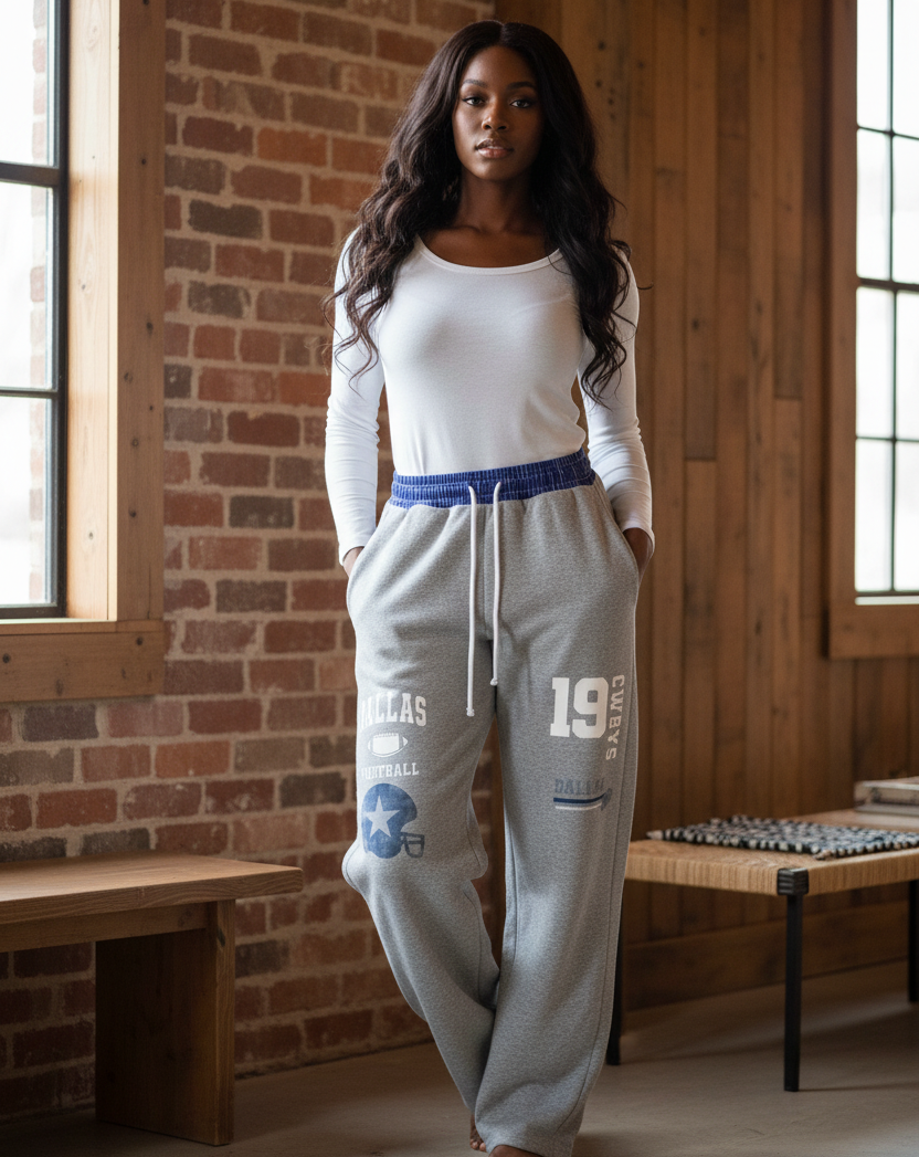 Dallas Cowboys Inspired Plaid Waistband Barrel Unisex Sweatpants