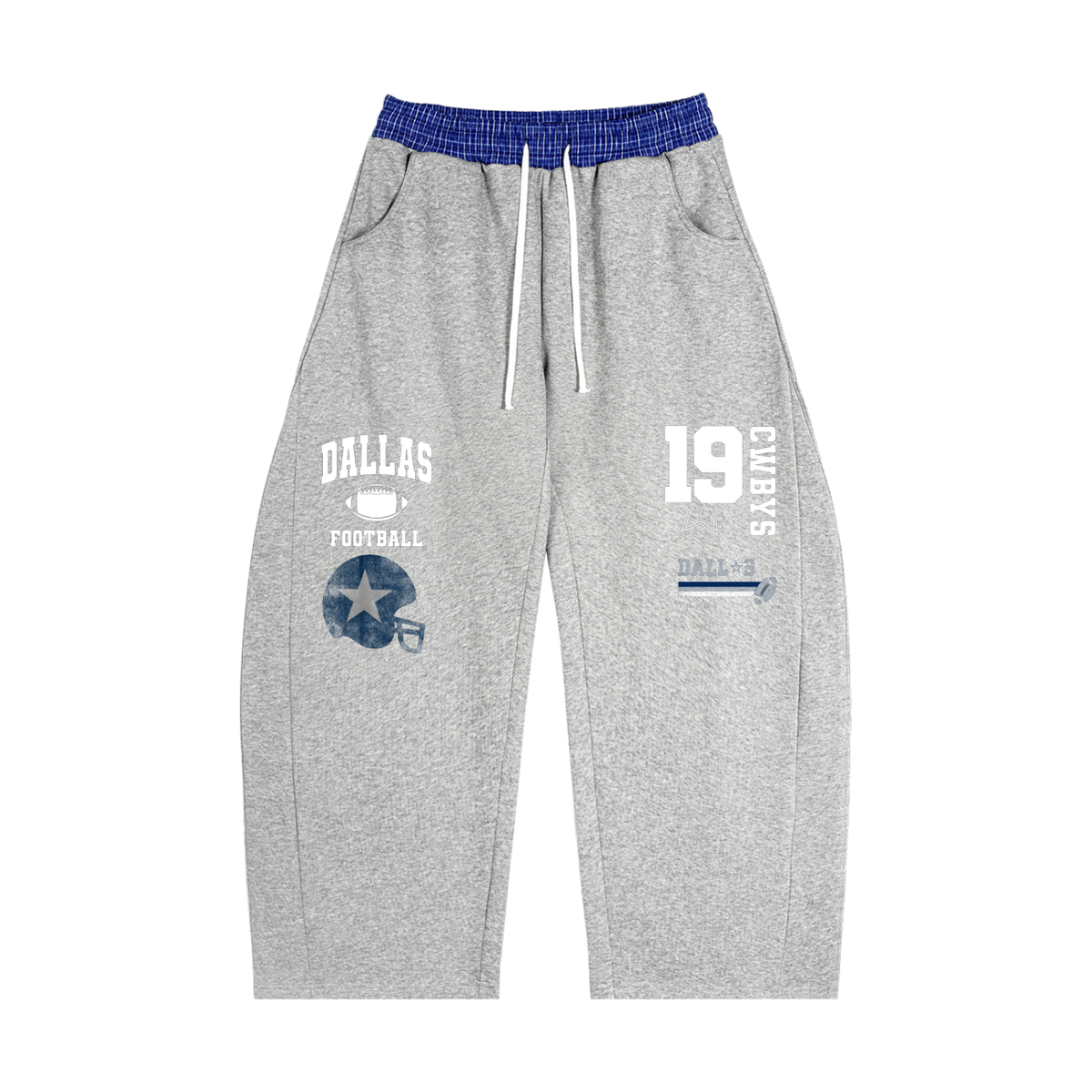 Dallas Cowboys Inspired Plaid Waistband Barrel Unisex Sweatpants