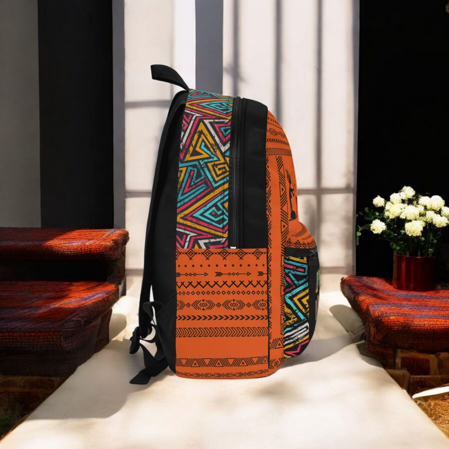 Ethnic Music Backpack, Music Lover Bag, Cartoon Print Rucksack, Ethnic Design