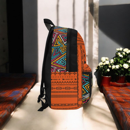 Ethnic Music Backpack, Music Lover Bag, Cartoon Print Rucksack, Ethnic Design