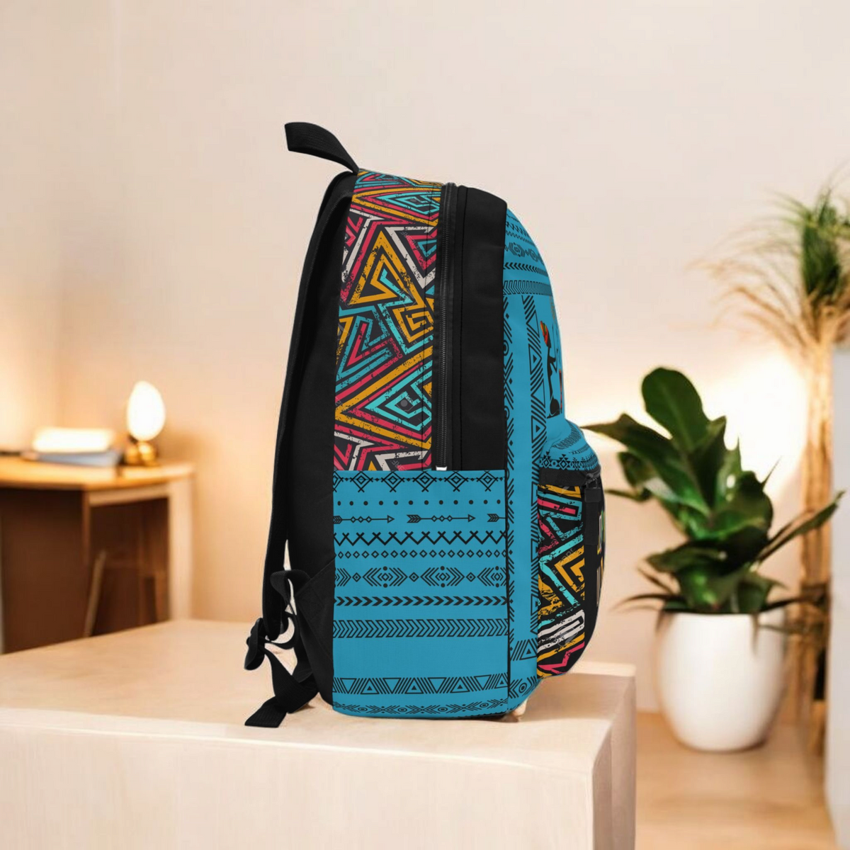 Boho Afro Music Backpack, Music Lover Bag, Cartoon Print Rucksack Printify