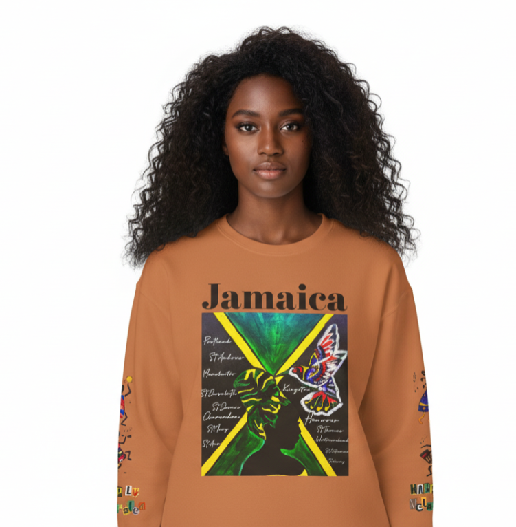 Hand-Drawn Afro Music Graphic Sweatshirt - Unisex Lightweight Crewneck