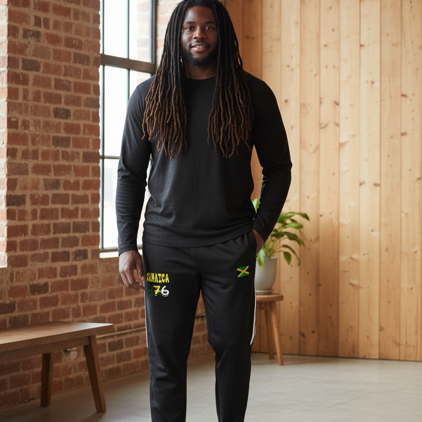 Jamaica Flag Themed  Unisex Side Stripe Running Pants
