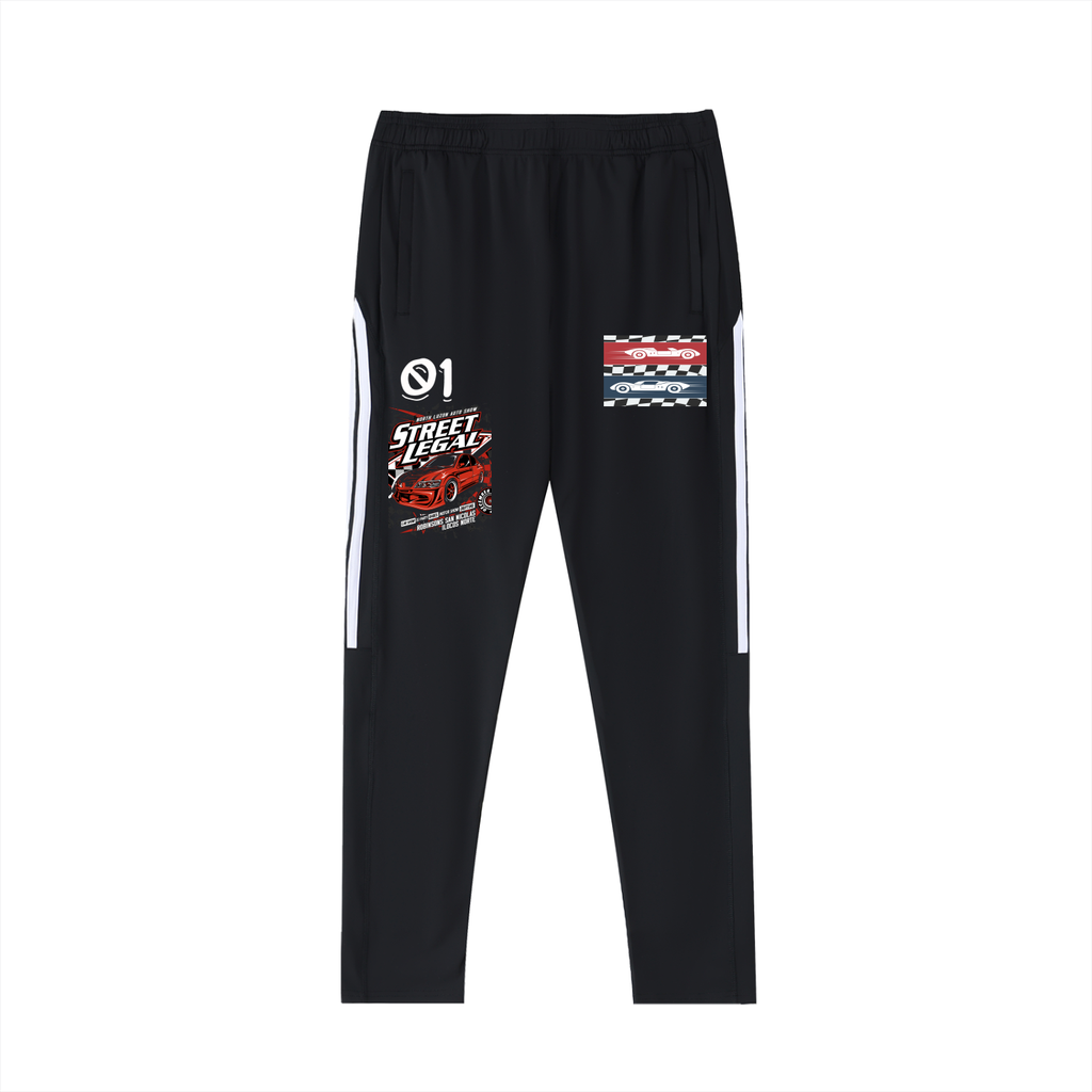 Unisex Running Pants Featuring a NASCAR-Inspired Graphic Side Stripe