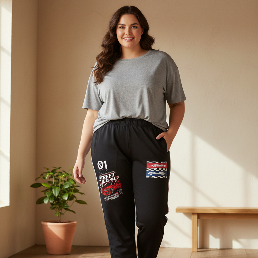 Unisex Running Pants Featuring a NASCAR-Inspired Graphic Side Stripe
