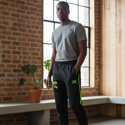 Jamaica Flag Themed  Unisex Side Stripe Running Pants