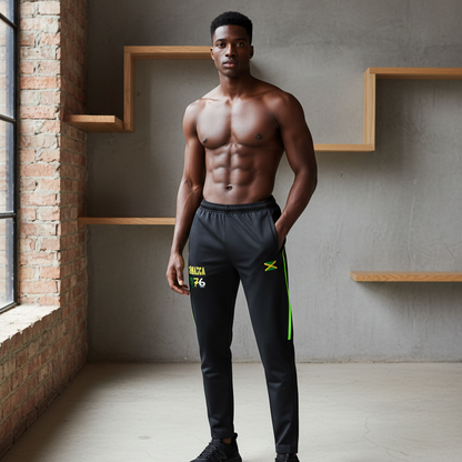Jamaica Flag Themed  Unisex Side Stripe Running Pants