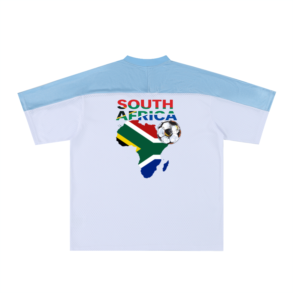 South African Flag-Themed Graphic Mesh V-Neck Unisex Soccer Jersey