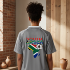 South African Flag Themed Graphic  Stripe Collared Soccer Jersey