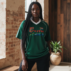 South African Flag Themed Graphic  Stripe Collared Soccer Jersey
