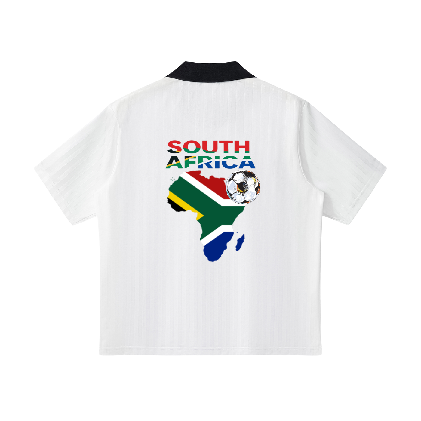 South African Flag Themed Graphic Collar Striped Soccer Jersey