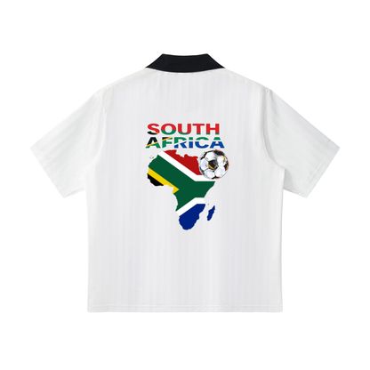 South African Flag Themed Graphic Collar Striped Soccer Jersey