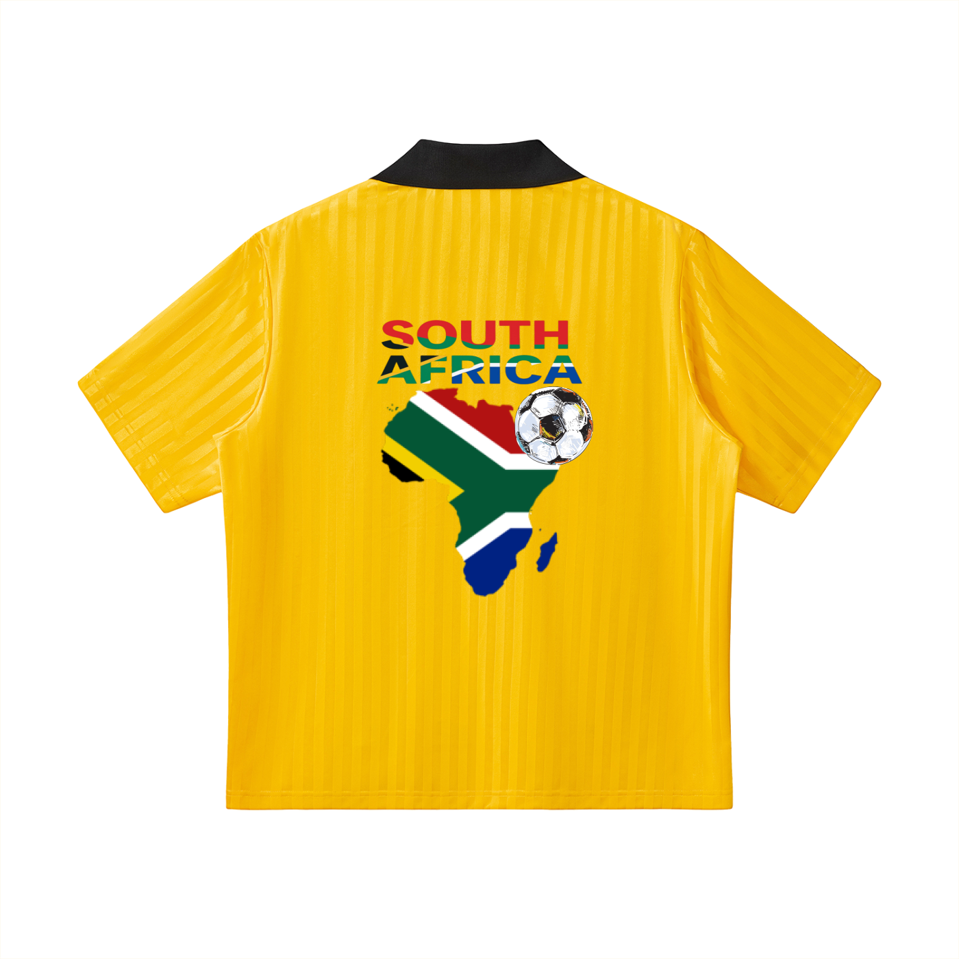 South African Flag Themed Graphic Collar Striped Soccer Jersey
