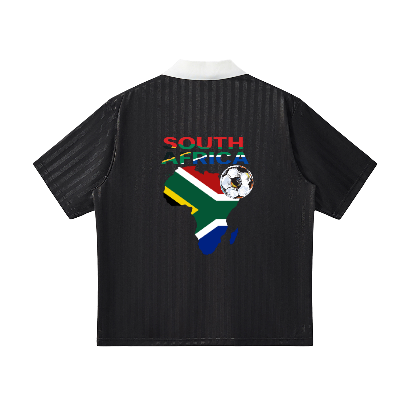 South African Flag Themed Graphic Collar Striped Soccer Jersey