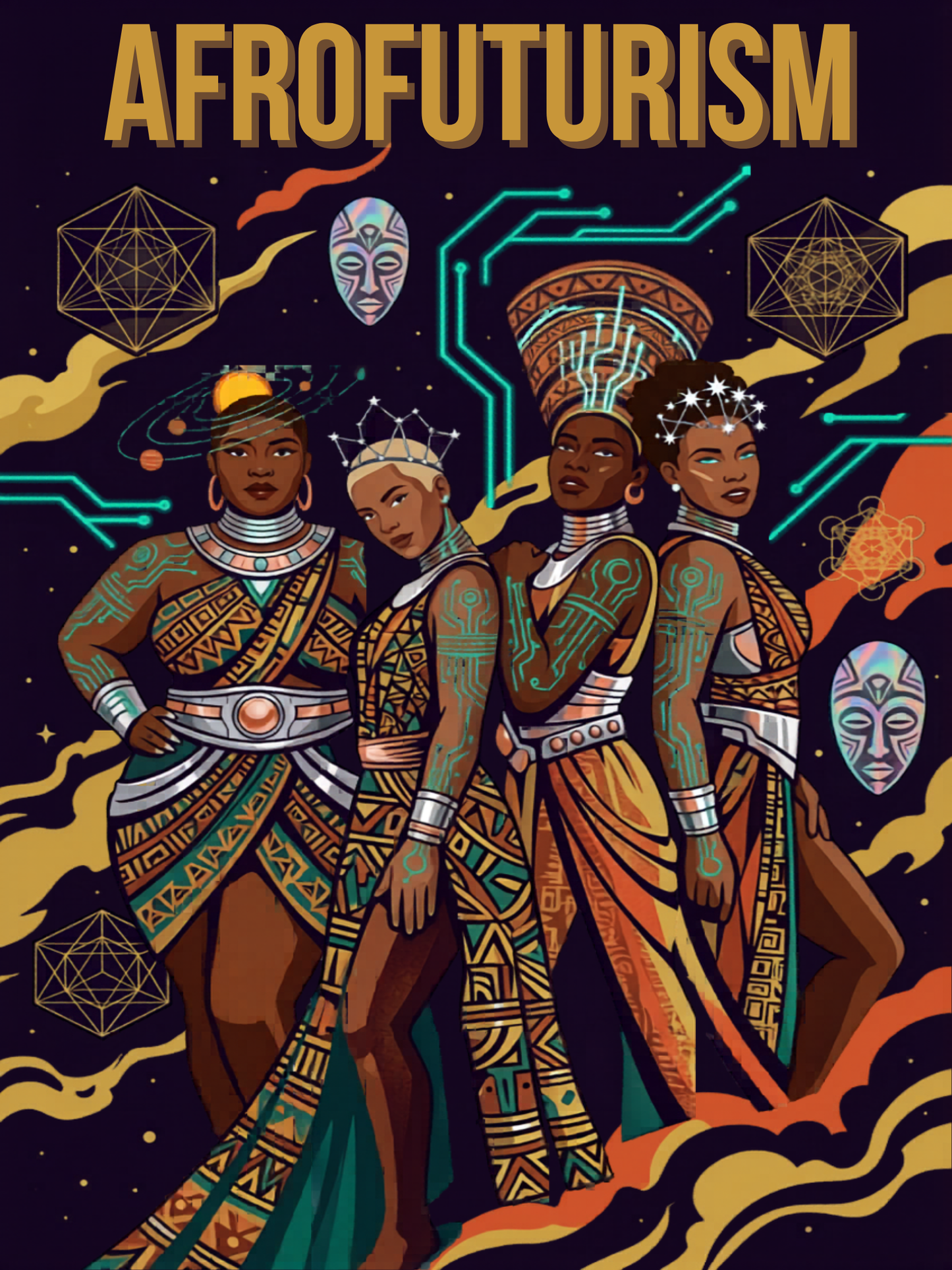 Afrofuturism Framed Poster — Vibrant Afrocentric Sci‑Fi Art Print