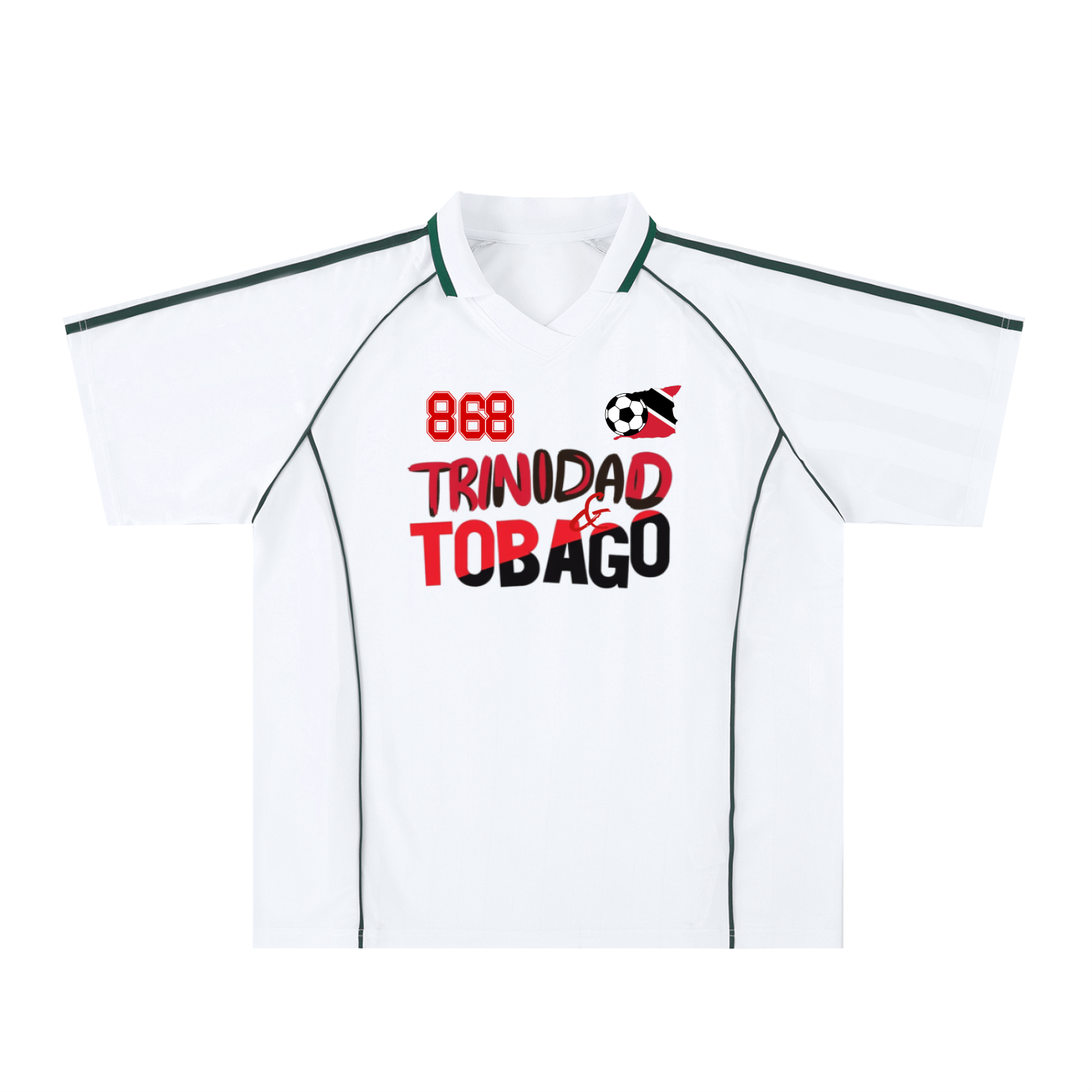 Trinidad Flag Shadow Stripe Collared Unisex Soccer Jersey