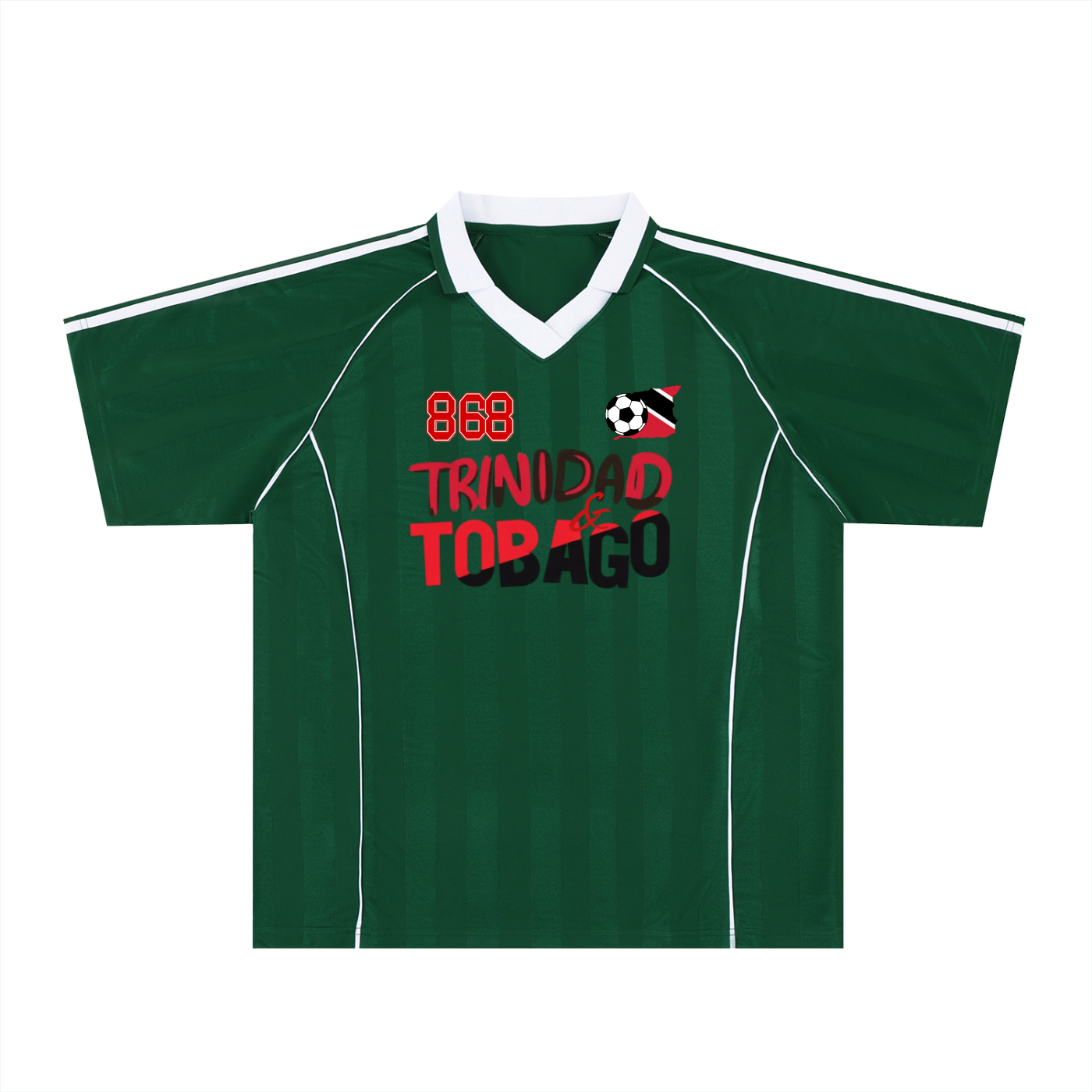 Trinidad Flag Shadow Stripe Collared Unisex Soccer Jersey