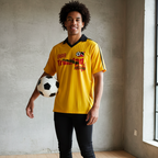 Trinidad Flag Themed Contrast Collar Striped Soccer Unisex Jersey