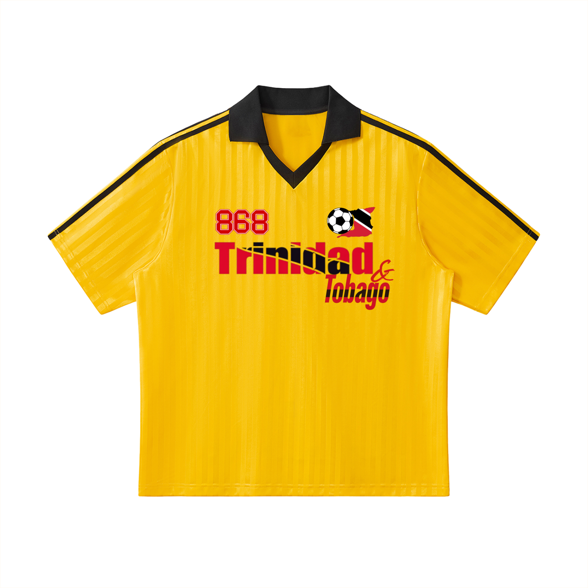 Trinidad Flag Themed Contrast Collar Striped Soccer Unisex Jersey