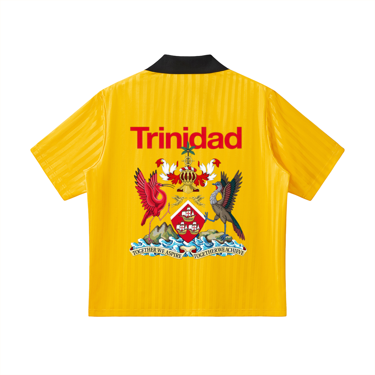 Trinidad Flag Themed Contrast Collar Striped Soccer Unisex Jersey