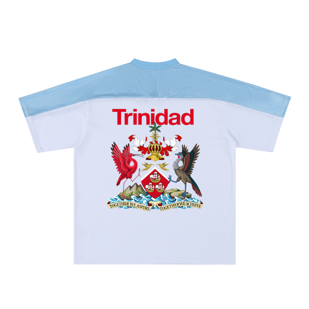 Trinidad Flag Themed Oversized Mesh V-Neck Unisex Soccer Jersey
