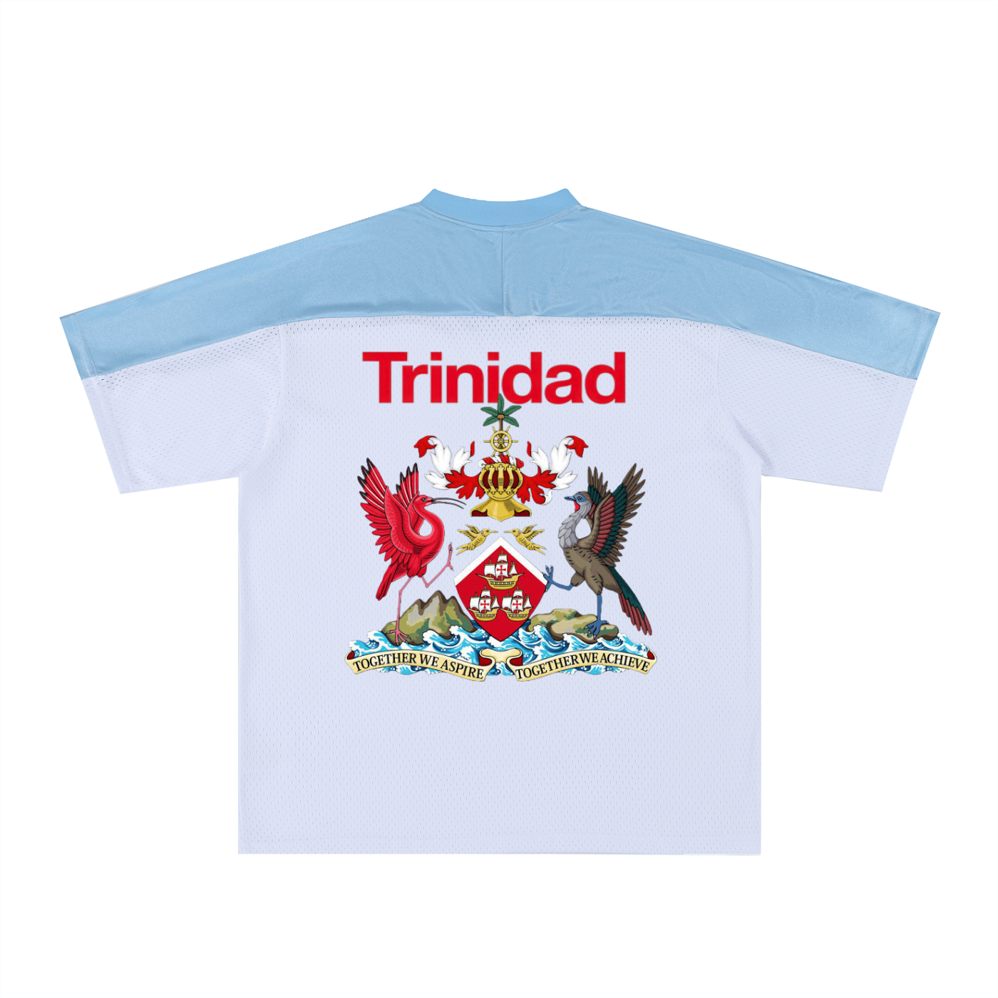 Trinidad Flag Themed Oversized Mesh V-Neck Unisex Soccer Jersey