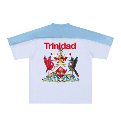 Trinidad Flag Themed Oversized Mesh V-Neck Unisex Soccer Jersey